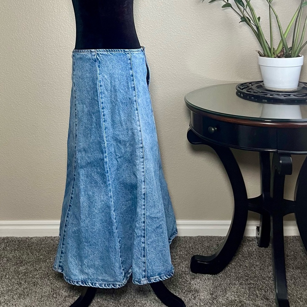 Future Collective Flared Denim Midi Skirt - Picture 3 of 9